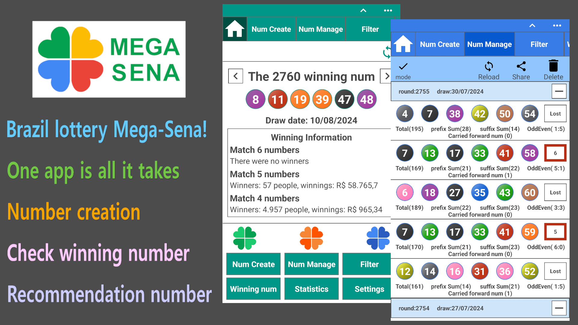 MEGA-SENA Number Generator